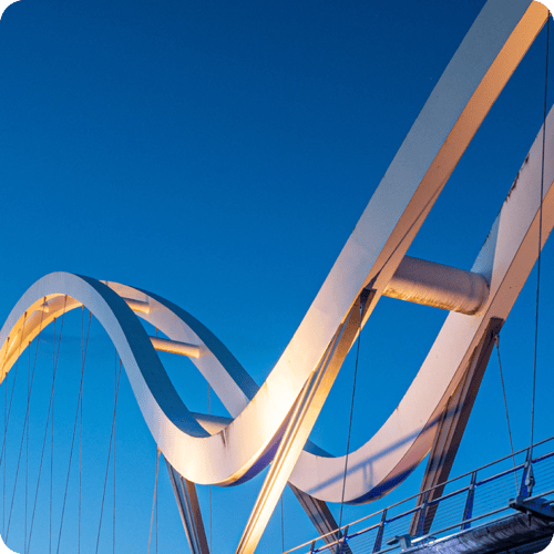 A close up of a modern bridge