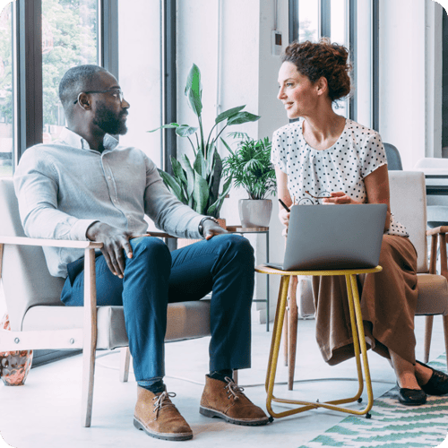 Two lawyers having a conversation about eBilling